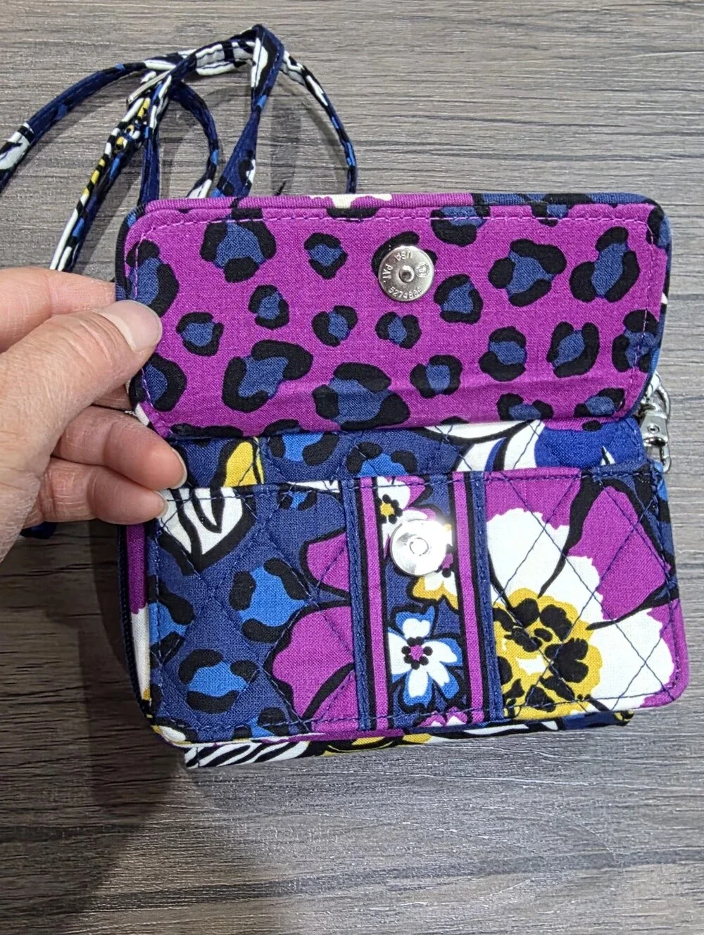 Vera Bradley All-in-One Crossbody Wallet African Violet Purse Adjustable Strap